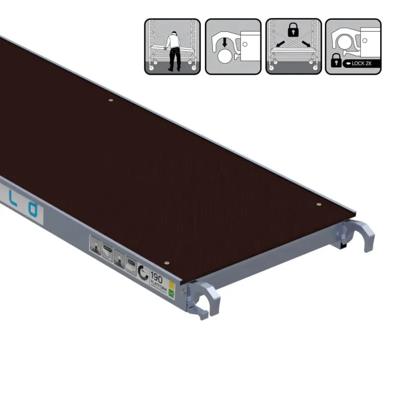 Euroscaffold platform without hatch - 60 cm x 190 cm - easy assembly