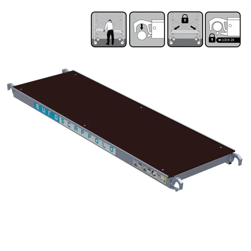 Euroscaffold platform without hatch - 60 cm x 190 cm - easy assembly