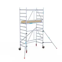 Mobile aluminum scaffold - 90 cm x 190 cm x 4.7 m - adjustable wheels
