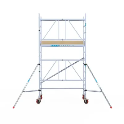 Mobile aluminum scaffold - 90 cm x 190 cm x 4.7 m - adjustable wheels