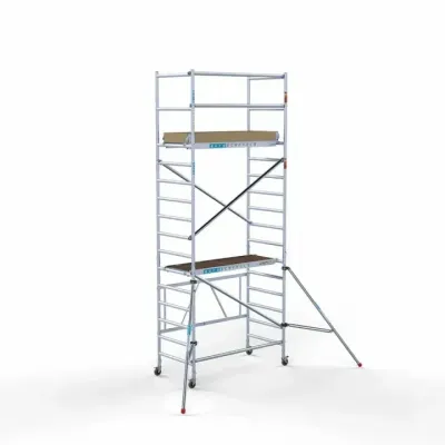 Mobile aluminum scaffold 90 cm x 190 cm x 5.8 m + additional stabilizers