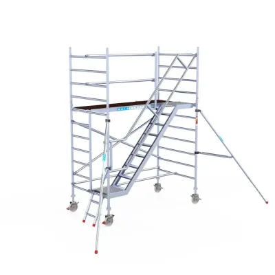 Rusztowanie aluminiowe - wieża schodowa - 135 cm x 250 cm x 4,2 m