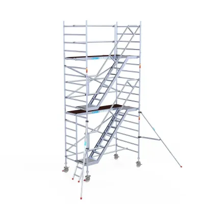 Rusztowanie aluminiowe - wieża schodowa - 135 cm x 250 cm x 6,2 m