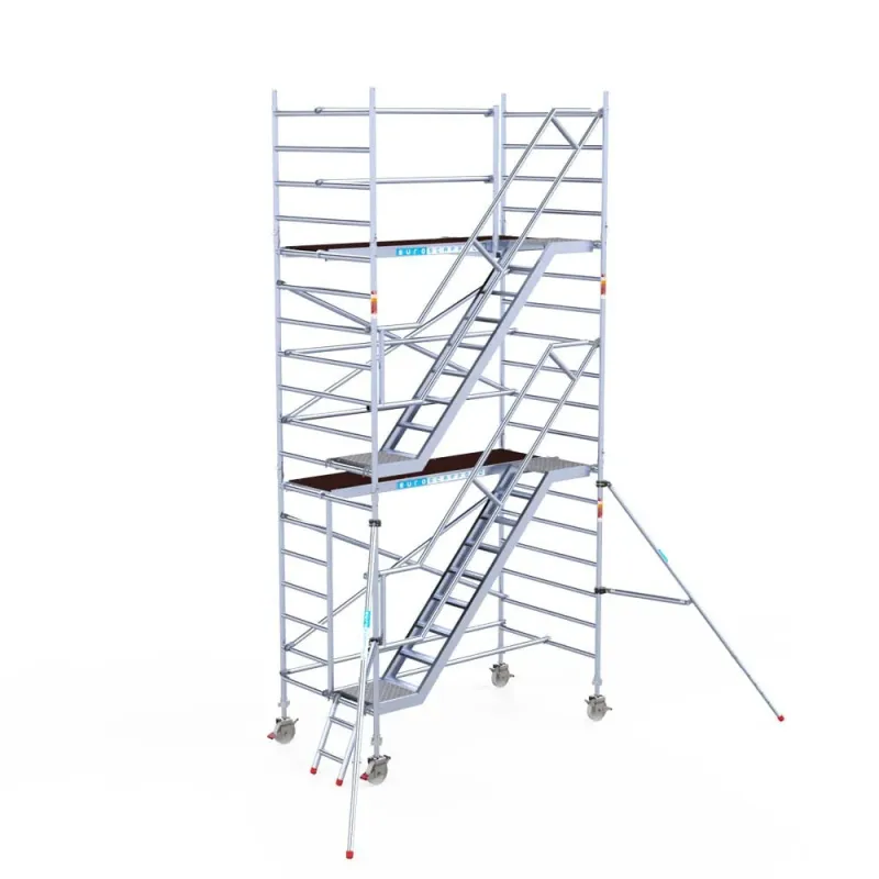 Rusztowanie aluminiowe - wieża schodowa - 135 cm x 250 cm x 6,2 m