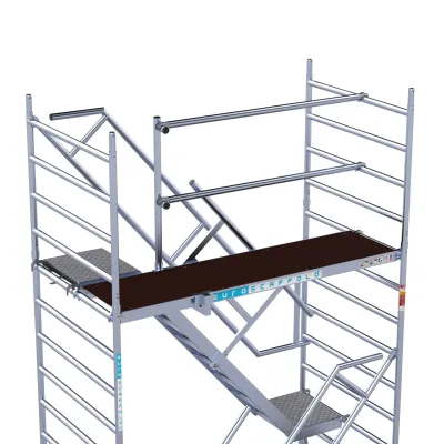 Rusztowanie aluminiowe - wieża schodowa - 135 cm x 250 cm x 12,2 m