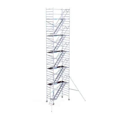 Rusztowanie aluminiowe - wieża schodowa - 135 cm x 250 cm x 12,2 m