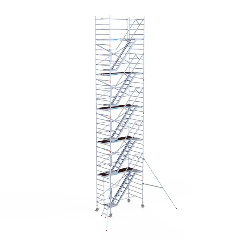 Rusztowanie aluminiowe - wieża schodowa - 135 cm x 250 cm x 12,2 m