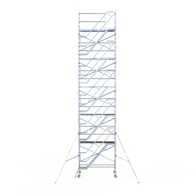 Rusztowanie aluminiowe - wieża schodowa - 135 cm x 250 cm x 12,2 m