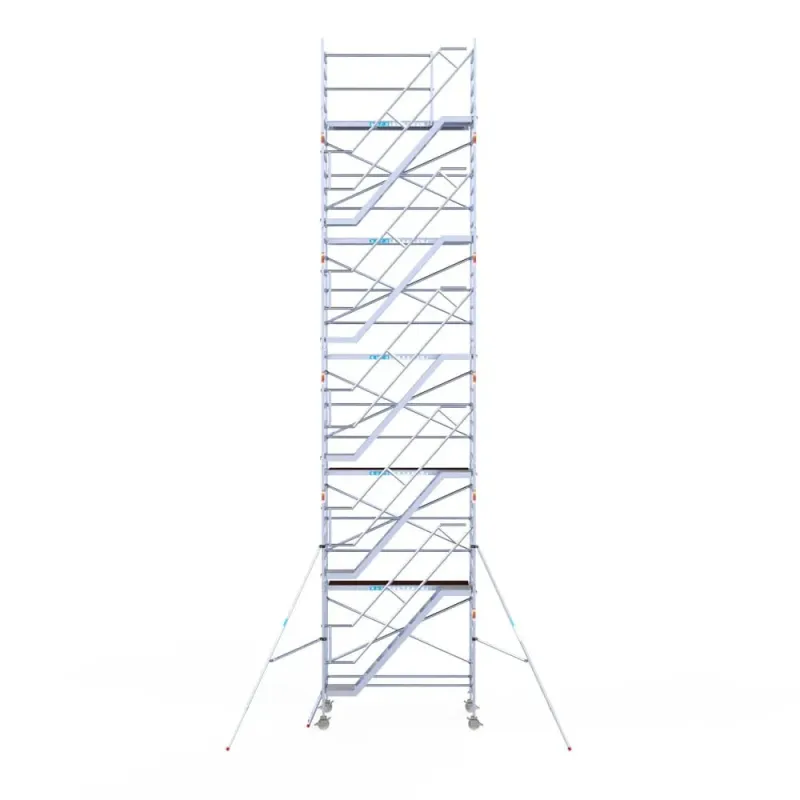 Rusztowanie aluminiowe - wieża schodowa - 135 cm x 250 cm x 12,2 m