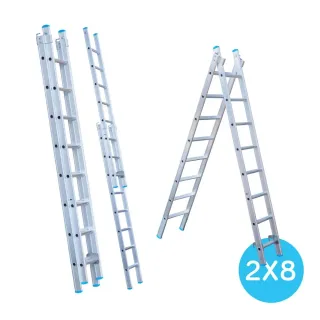 Drabina dwuelementowa Eurostairs (Euroscaffold) 2 x 8 - wysokość robocza do 4,50 m