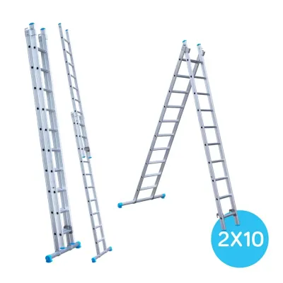 Drabina dwuelementowa Eurostairs (Euroscaffold) 2 x 10 - wysokość robocza do 5,5 m