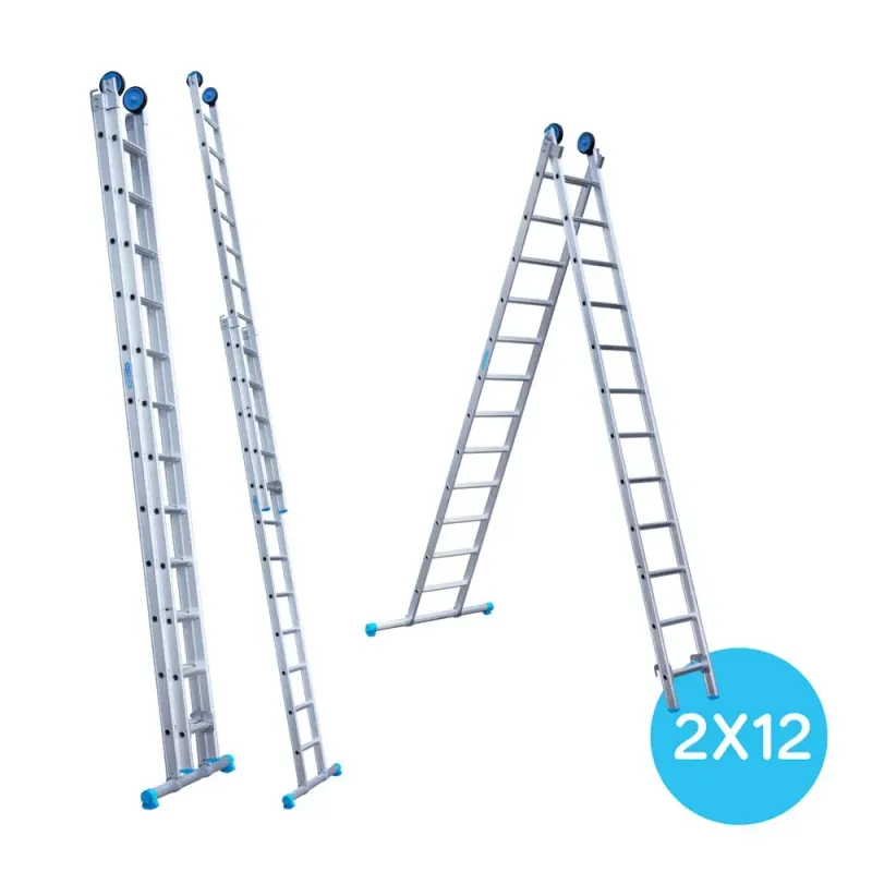 Drabina dwuelementowa Eurostairs (Euroscaffold) 2 x 12 - wysokość robocza do 5,5 m