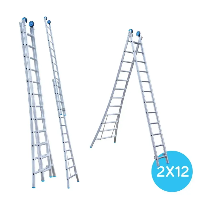 Drabina wygięta dwuelementowa Eurostairs (Euroscaffold) 2 x 12 - wysokość robocza do 6,5 m