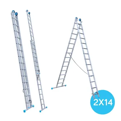 Drabina dwuelementowa Eurostairs (Euroscaffold) 2 x 14 - wysokość robocza do 7,5 m