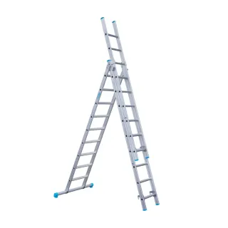 Stabilna drabina trzyelementowa Eurostairs (Euroscaffold) 3 x 9 - wysokość robocza do 6,5 m