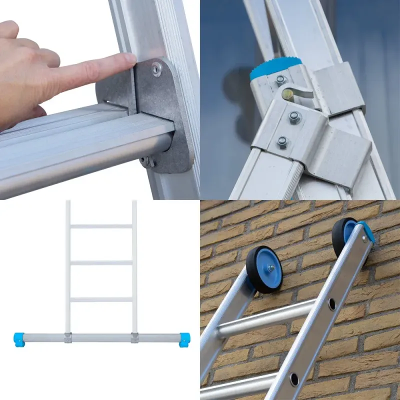 Stabilna drabina trzyelementowa Eurostairs (Euroscaffold) 3 x 10 - wysokość robocza do 7,25 m