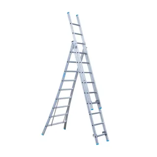 Drabina wygięta trzyelementowa Eurostairs (Euroscaffold) 3 x 9 - wysokość robocza do 6,5 m
