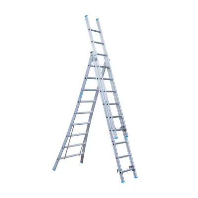 Drabina wygięta trzyelementowa Eurostairs (Euroscaffold) 3 x 9 - wysokość robocza do 6,5 m
